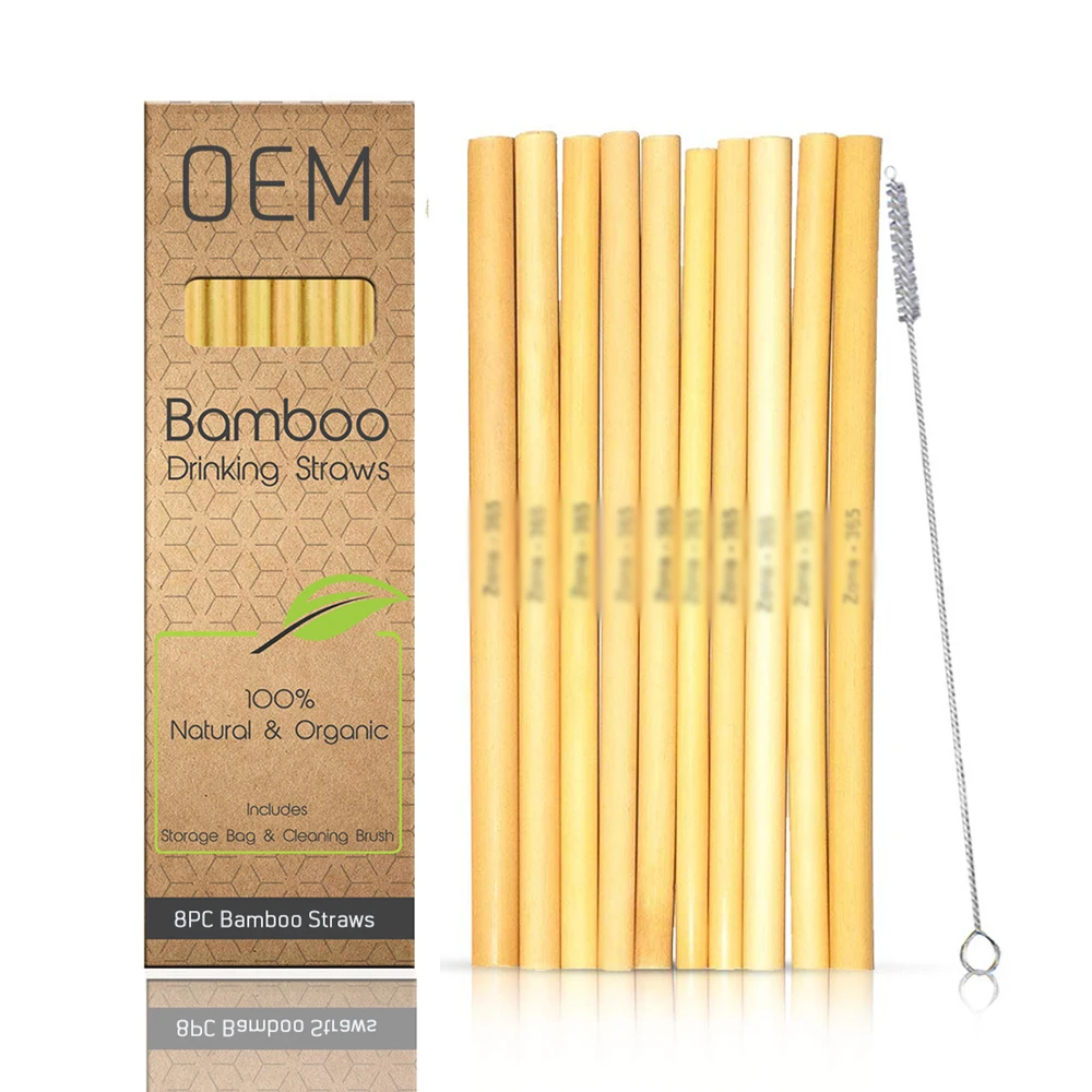 

100% Bamboo Products Outdoor Travel Portable Plastic Free Organic Biodegradable Bamboo Straws, Natural bamboo color