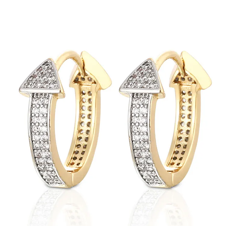 

Fashion Earring Designs New Model Saudi Double Gold Hoop Earrings for Women, 18k gold and rhodium