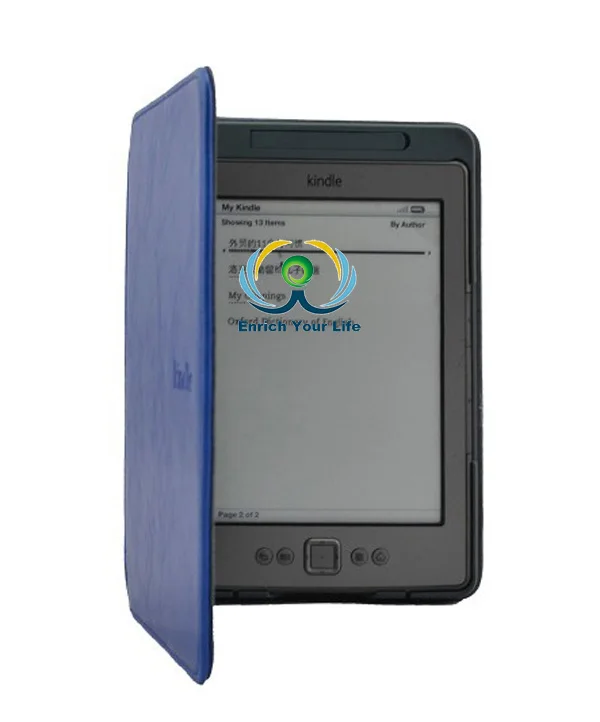 Ultra Thin Hard Back Ebook Leather Case Cover With Builtin Led Light