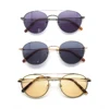China Retro Double Bridge Metal Frame Round CE UV400 Polarized Custom Brand Sunglasses Sun Glasses