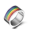 MaxhenR46 high polishing stainless steel enamel Rainbow rings for Proud gay