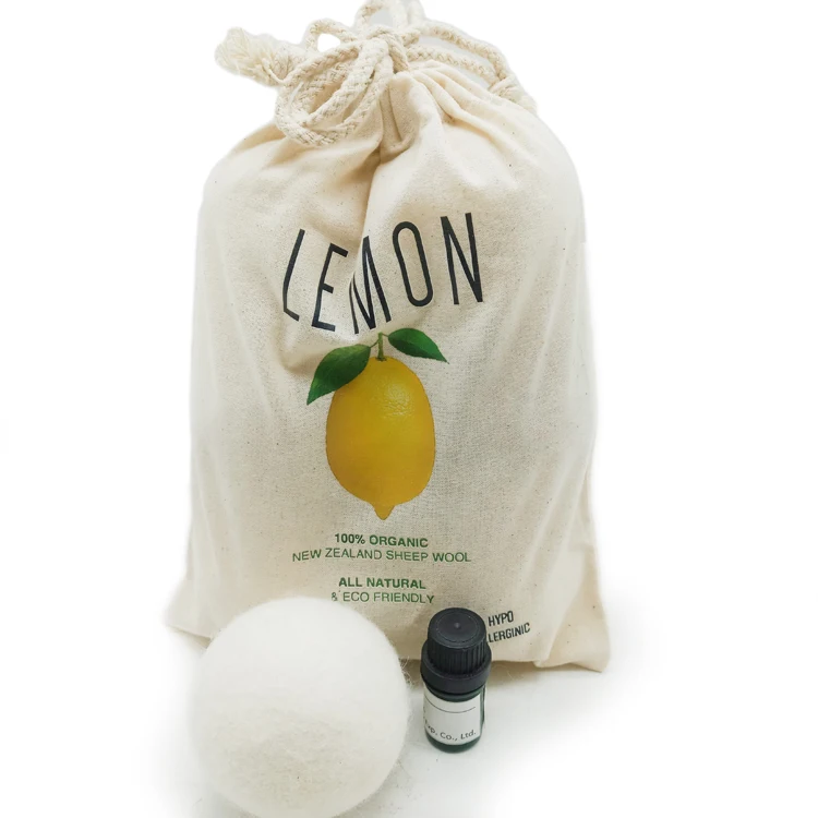 

Organic 100% pure wool felt laundry dryer balls with lavender essential oil, White