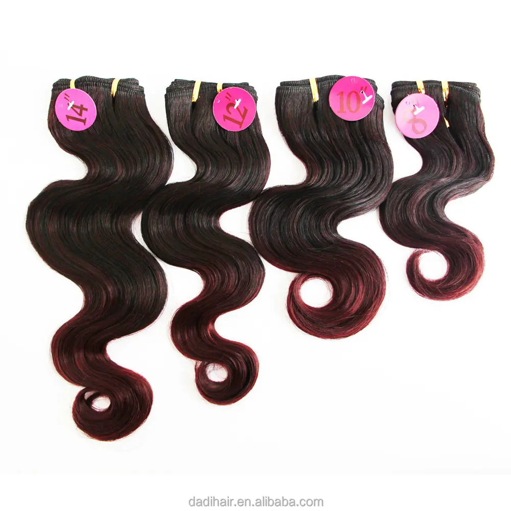 

Cheap wholesale top quality Adorable QUTTRO INDIAN CURL 4pcs premium artifical hair weft,two tone body wave synthetic fiber hair
