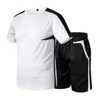 

Sportsuits Set Men 2019 Brand Fitness Suits Summer 2PC Top Short Set Mens Stand Collar Fashion 2 Pieces T-shirt Shorts Tracksuit