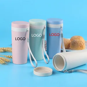 Image of Customized Logo Wheat Straw Non-Toxic Plastic Water Bottle Rice Husk Drinking Bottle for Children