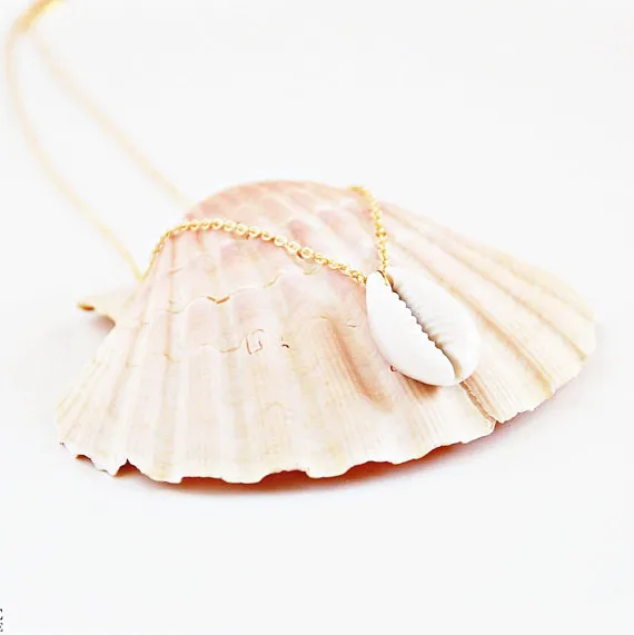 

Cowrie Shell Dainty Necklace gold tone