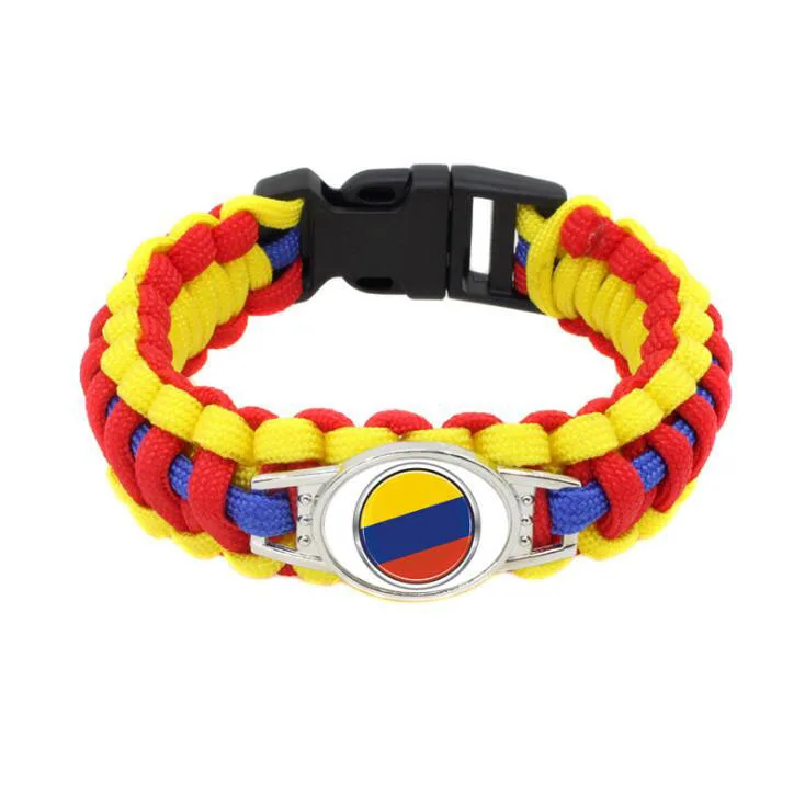 

Outdoor paracord rope braided bracelet lifesaving bracelet Colombian flag bracelet, As picture or customized