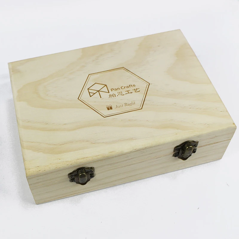 
Pan hotsale custom logo packaging gift boxes with lock customized wooden box 
