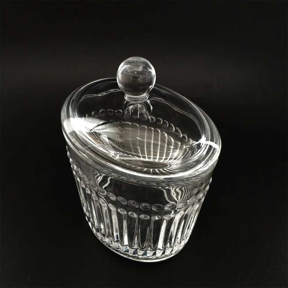 Oval Shape Crystal Glass Container Jar With Ribbed Pattern Buy Oval