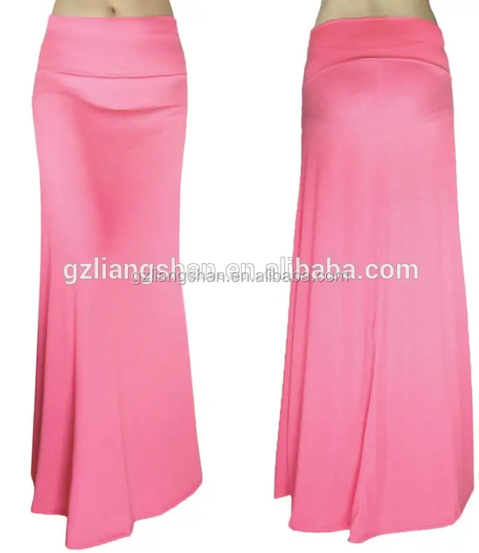 
2016 Hot Plain Maxi Skirt Women Korean Long Skirt Fashion Solid Waist Foldover Lightweight Rayon Spandex Long Maxi Skirt 