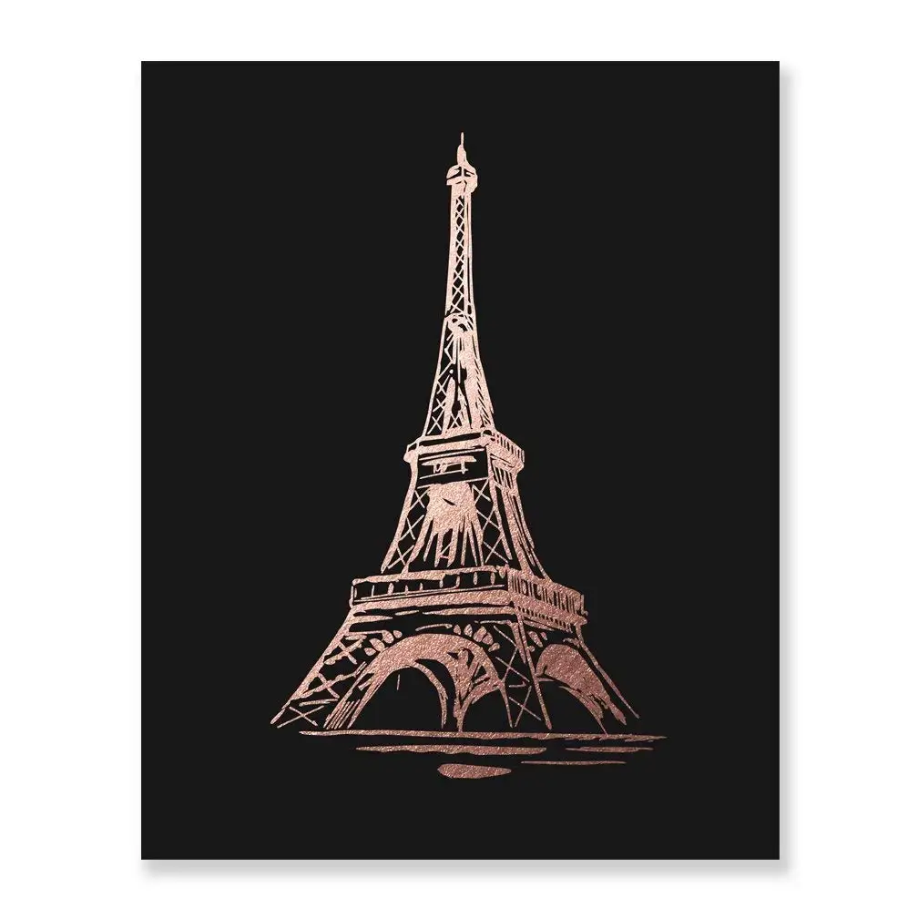 Rose Gold-plated Silver 26mm 3D Eiffel Tower Pendant
