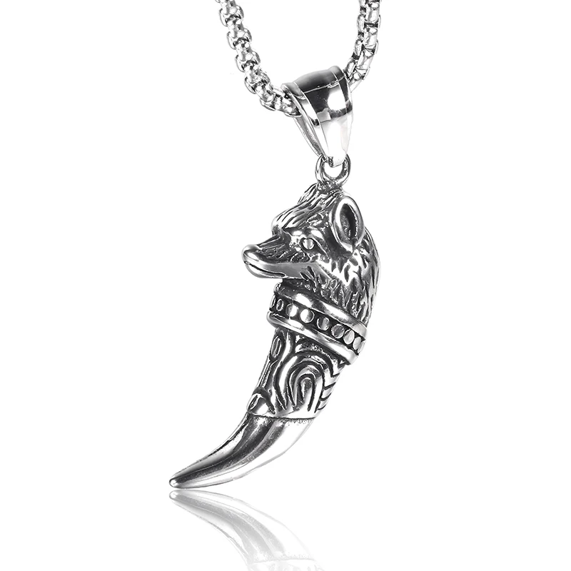 

Ready Stock Amazon Meaning Stainless Steel Wolf Tooth Pendant Necklace for men