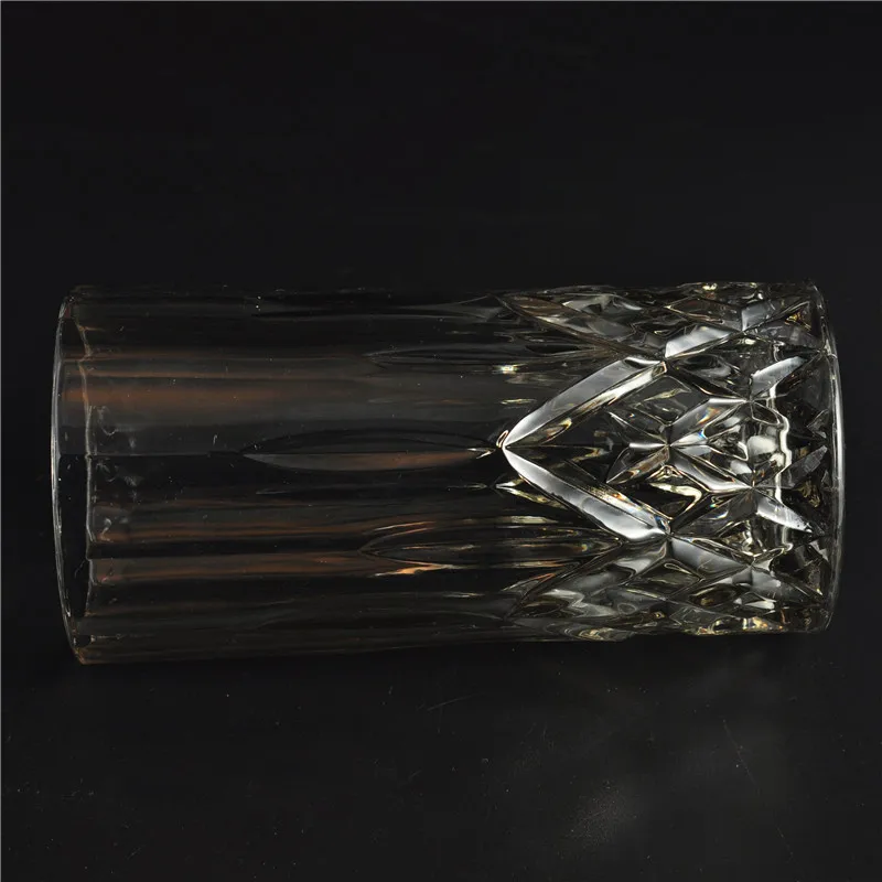 Tall glass candle holders engraved bottom wholesale home decoration