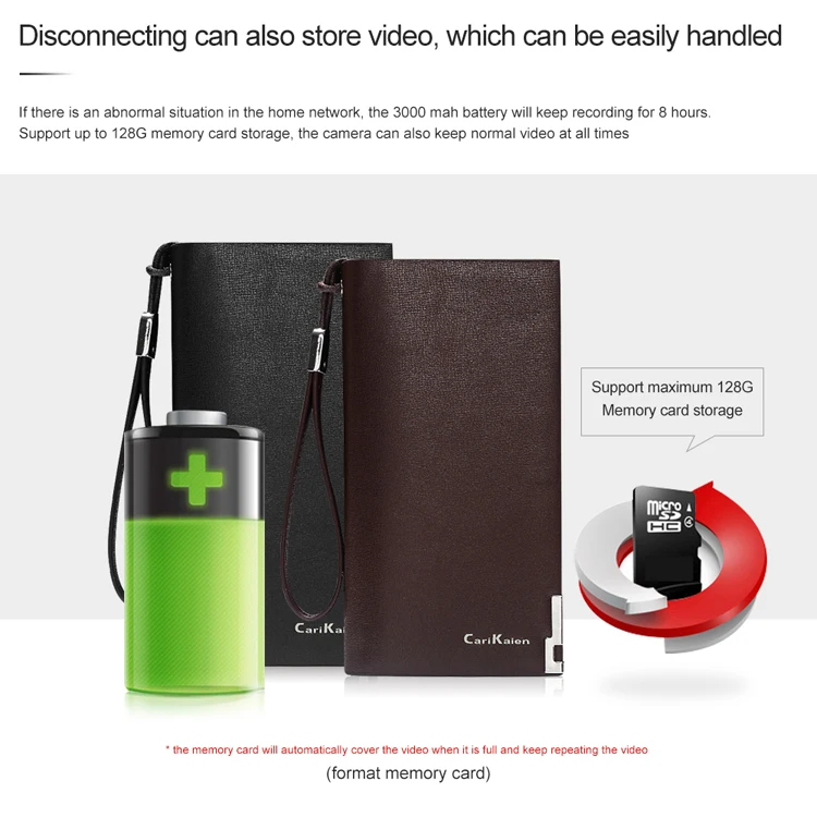 Handbag Wallet Portable SPY wifi Hidden Camera HD 1080P MINI DV DVR Motion Detect Remote Control Camera With 3000Mah Battery