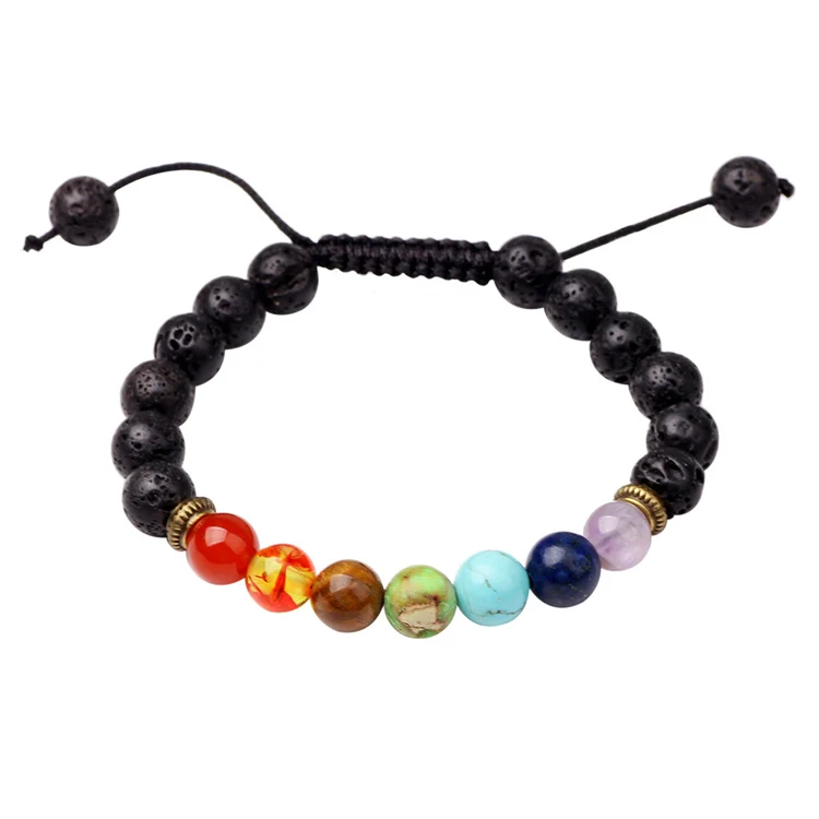 Dropshipping Jewelry Yoga Lava Stone Beads 7 Chakra Bracelet