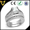 Stainless Steel Ring, Stainless Steel Jewelry, Stainless Steel Princess Cut Elevated Cubic Zirconia Wedding Set