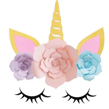 Demitm240 Unicorn  Party Backdrop Large Horn Ears Eyelashes 