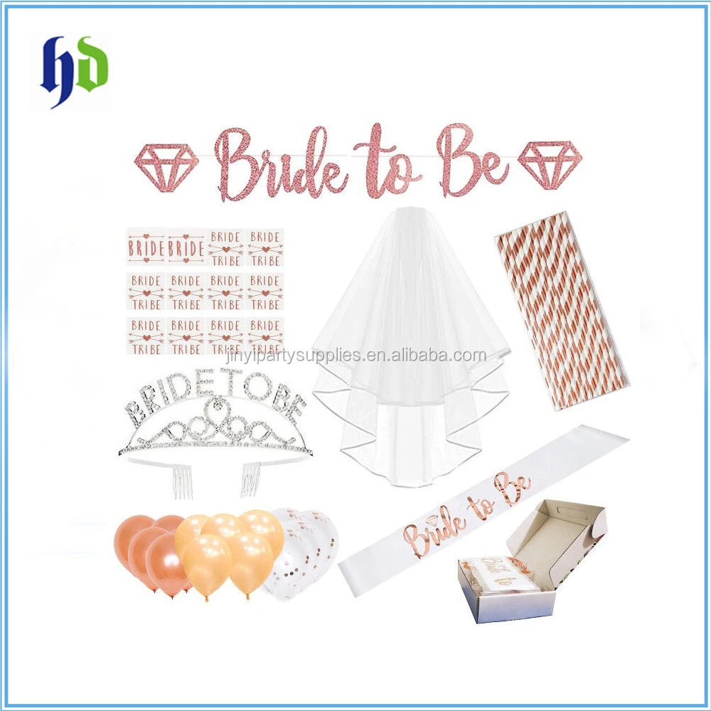Bachelorette Party Decoration Kit Bride To Be Set Sash Banner Veil