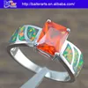 Hot ! 925 Sterling Silver Orange Fire Opal Cubic Zirconia Garnet Princess Cut Engagement Rings