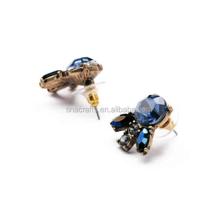 

Blue stone flower fashion jewelry stud earrings