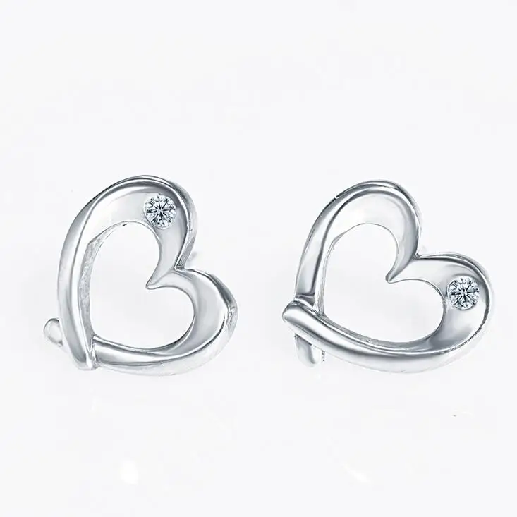 

Fine jewelry 100% 925 Sterling Silver Heart-shaped zircon earrings Free shipping