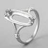 Fashion 925 silver split design jewelry ring long oval gemstone semi mounts
