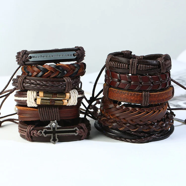 

Hot sale cheap cross adjustable letter leather straps bracelet for men, As pic