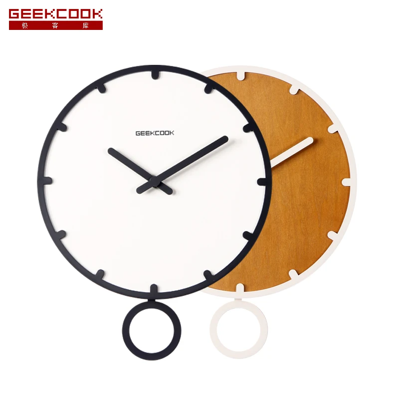 

New style Diy Creative Silent Office living room rustic decoration modern wood wooden Pendulum wall clock Home decor wholesale, N/a