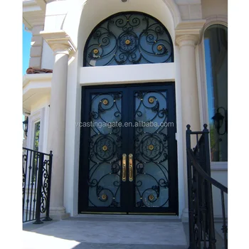 Round Wrought Iron Double Doors For Villa Wrought Iron Exterior Main Door Design Buy Wrought Iron Exterior Main Door Wrought Iron Exterior Main