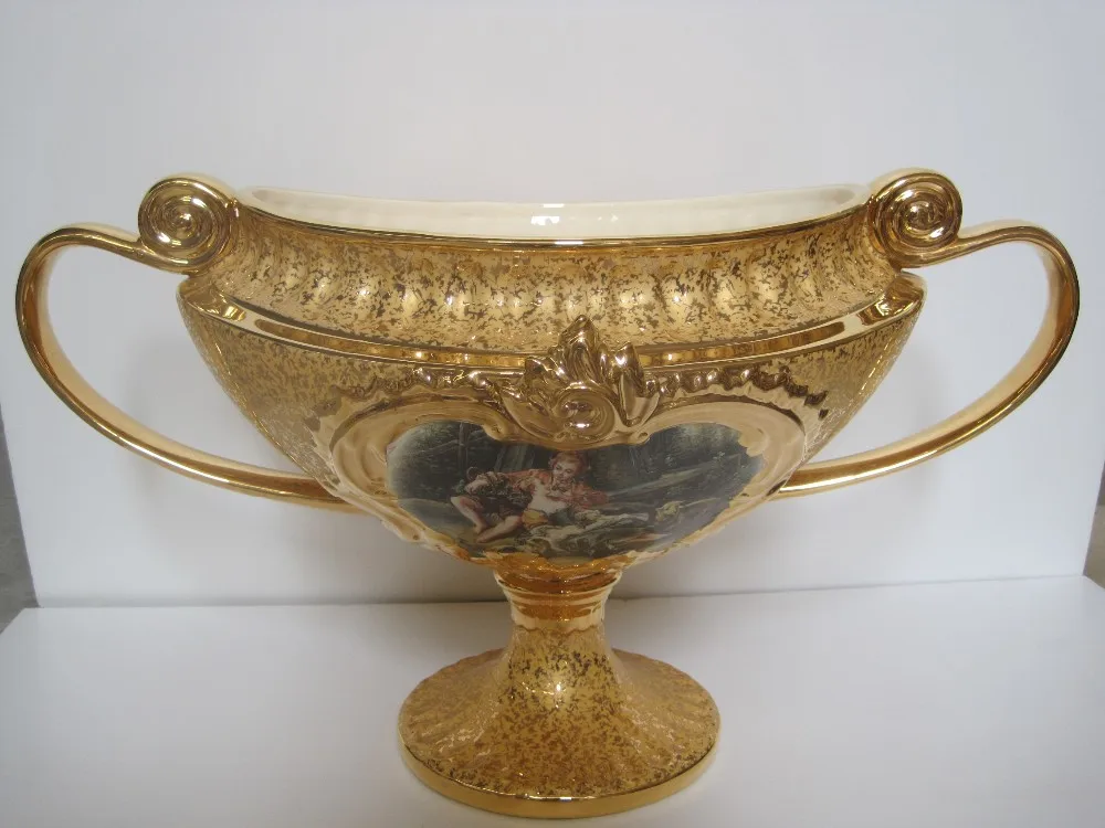 Luxury Gold Ceramic Vase With Metal Handle Choose Quality Buy Modern