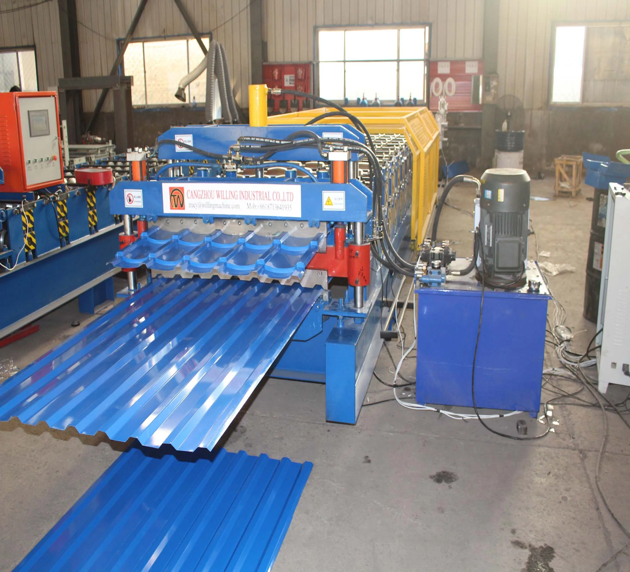 
Botou City Willing Hungary IBR and Glazed Tile Double Layer Roof Panel Roll Forming Machine 