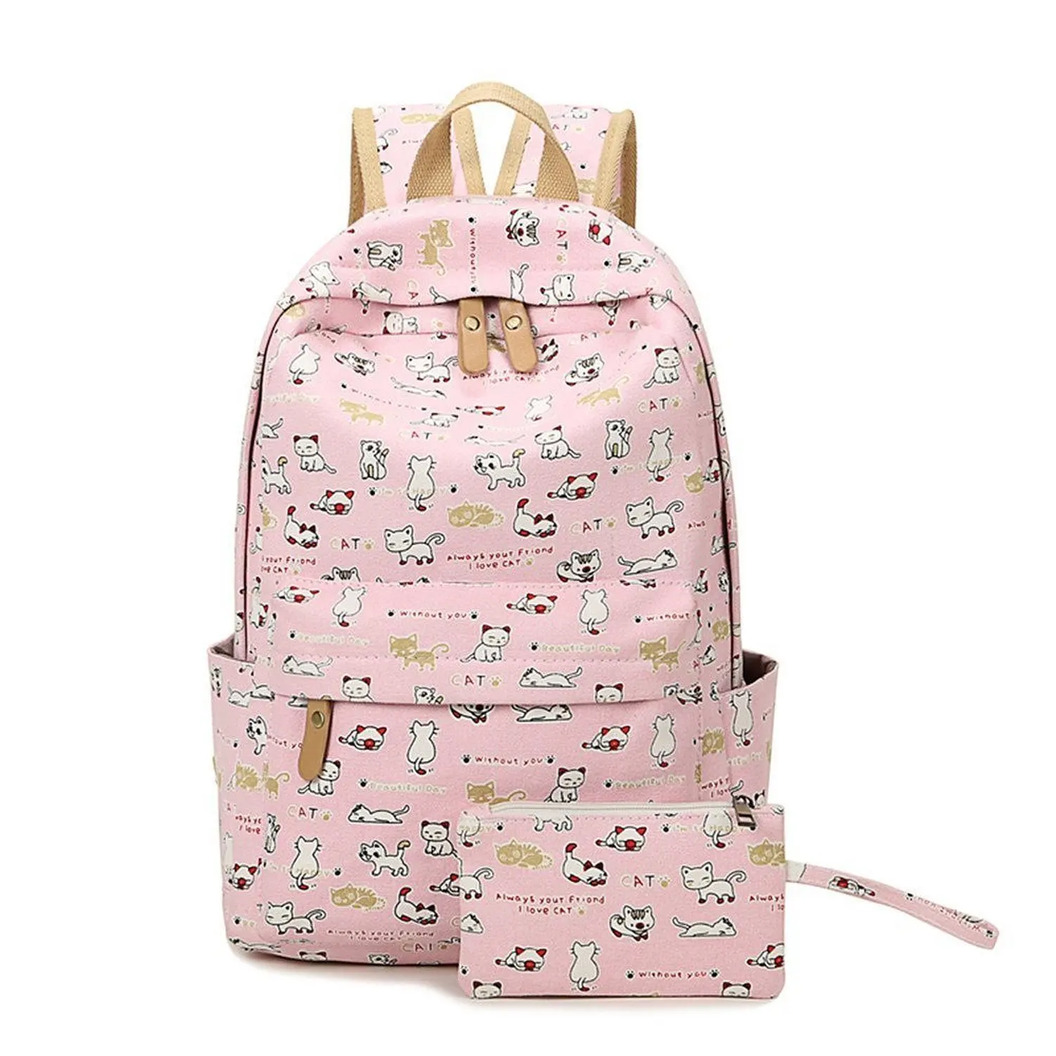 Buy Lightweight Canvas Cute Cat School Backpack for Teen Girls Women ...
