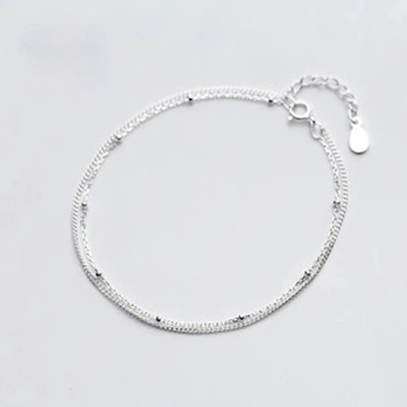 

925 Sterling Silver Double Chain Bracelets Jewelry