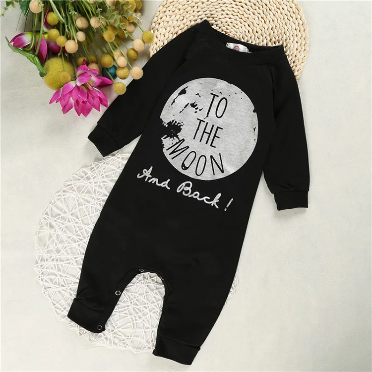 

2017 Autumn Baby Clothing Pajamas Infant Toddler Baby Rompers Baby Cotton Long-sleeved Overalls Boys Girls Bebes Clothes, Black gray