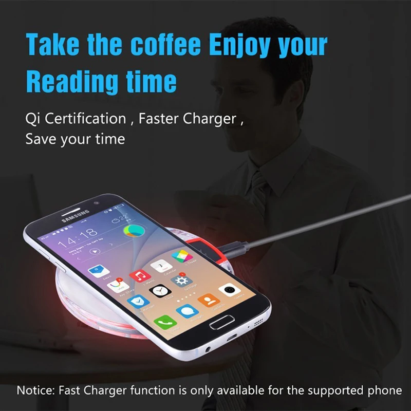 Magical K9 Wireless Charger For iPhone 8 p20 Pro Qi Wireless Charger Ultra Thin LED Fast Charging Pad Station