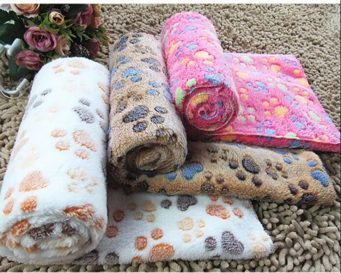 

Dropshipping Soft Pet Blanket Winter Cat Bed Mat Foot Print Warm Sleeping Small Medium Cats Coral Fleece Dog Mattress, As picture showed