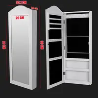 

Jewelry Armoire Lockable Jewelry Cabinet Wall Door Mounted Jewelry Organizer with Full Length Mirror and Drawers