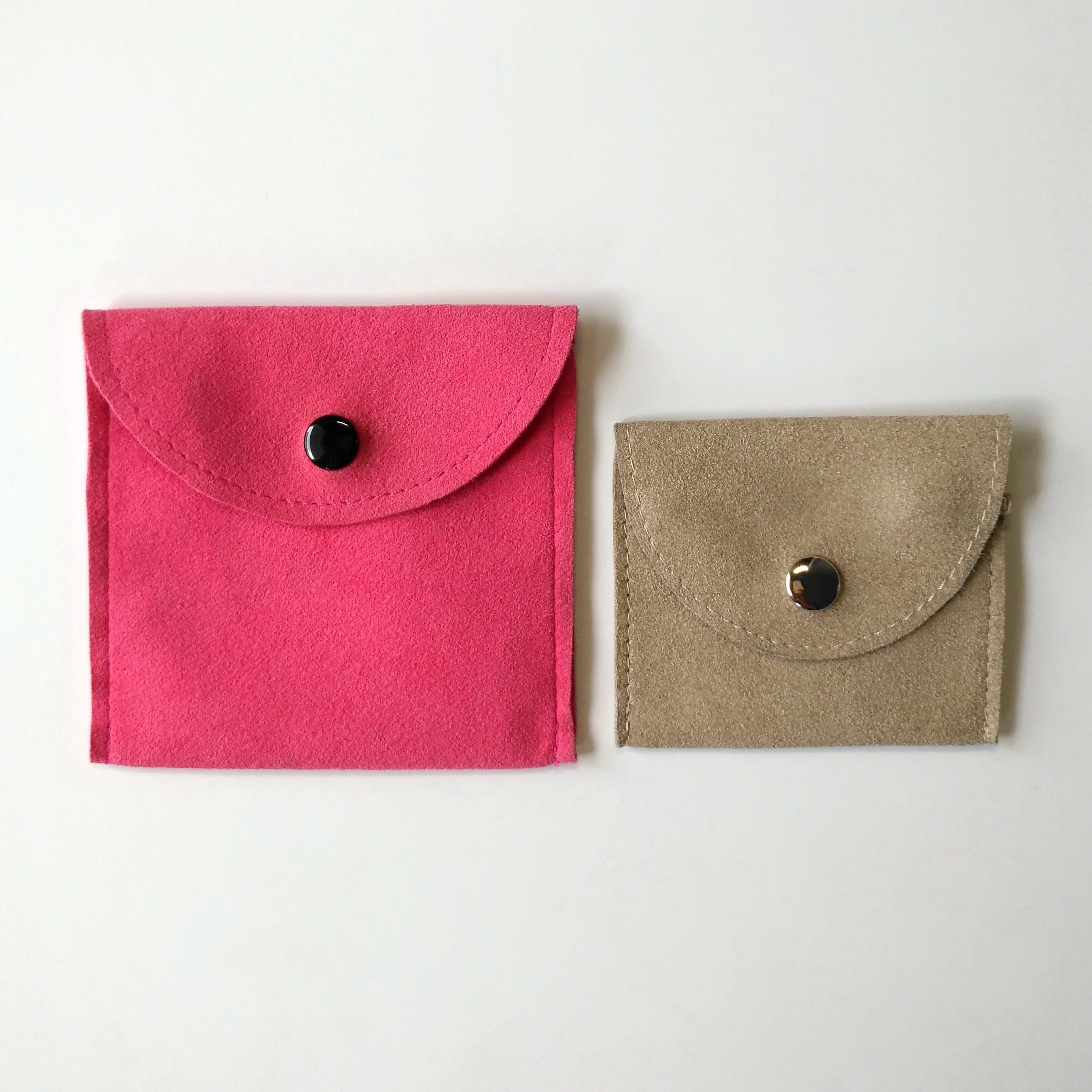 
Snap button jewelry holder envelope suede pouch 