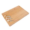 Large Organic Bamboo Cutting Board For Kitchen With 3 Built-In Compartments Cheese Board Set with 3 Knives