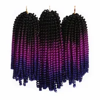 

Fluffy Spring Twist Hair Extensions Black Brown Burgundy Ombre Crochet Braids Synthetic Braiding Hair