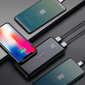 10000mAh Portable Qi Wireless Power Bank Digital Display