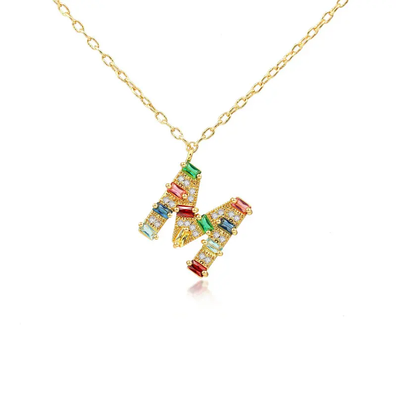 

new gold chain design rainbow initial pendant necklace for women, Picture