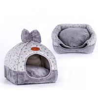 

Super Soft Fabric Cute Wholesale Pet Dog Bed Foldable Pets Indoor Dog Cat House Yurt Shape Autumn Winter Warm Dog Bed Luxury