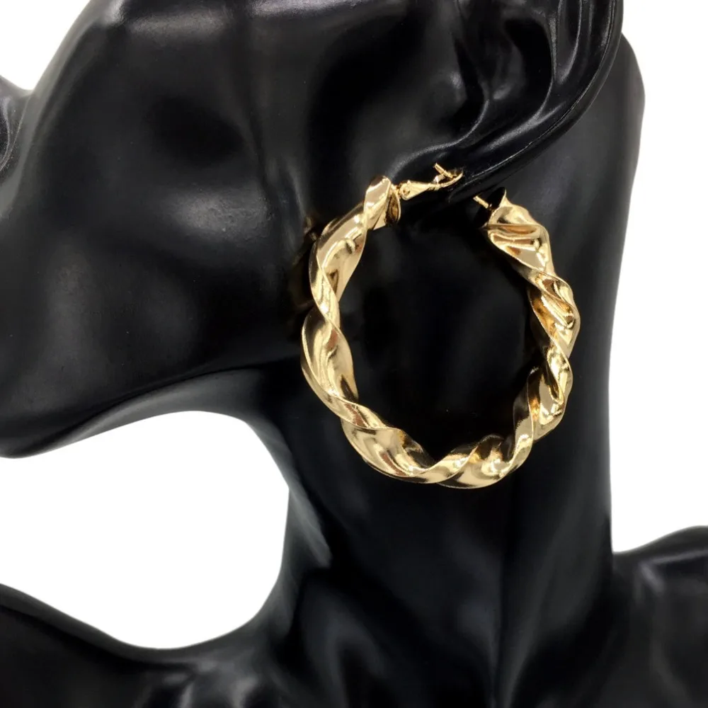 

Women Big Hoop Earrings 18K Gold Plated Loops Round Circles Hoop Earrings Stud Women Jewelry, Gold;silver