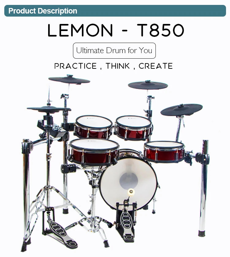 Lemon T850 mesh head wooden digital drum set 9-piece electronic drum set percussion jazz