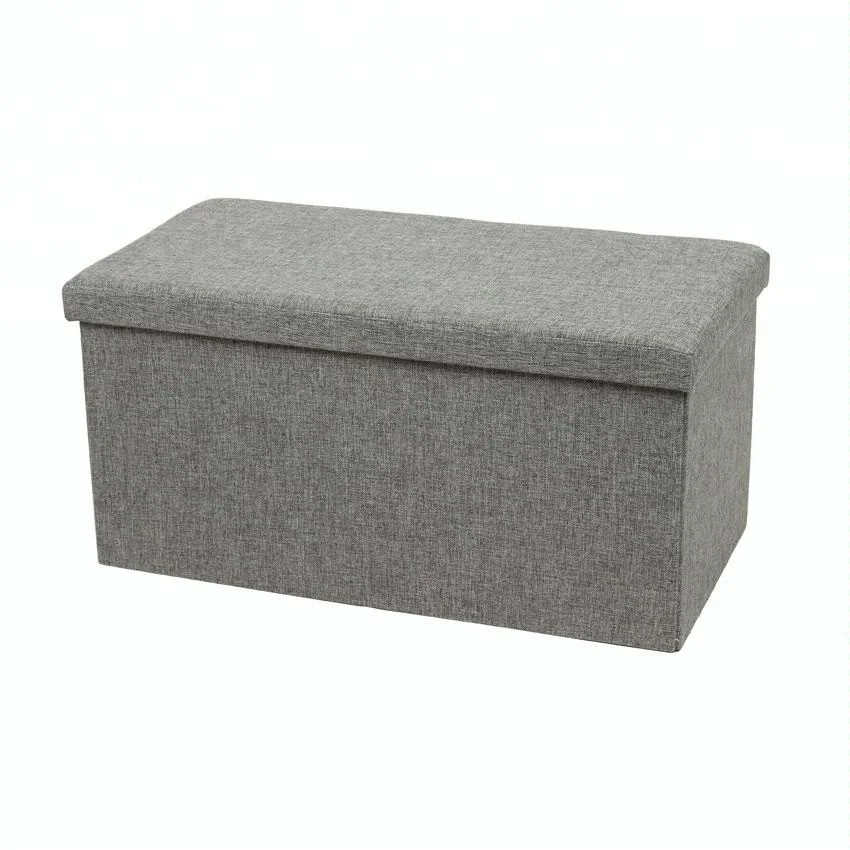 
Grey Linen fabric folding storage foot stool ottoman  (60770327997)