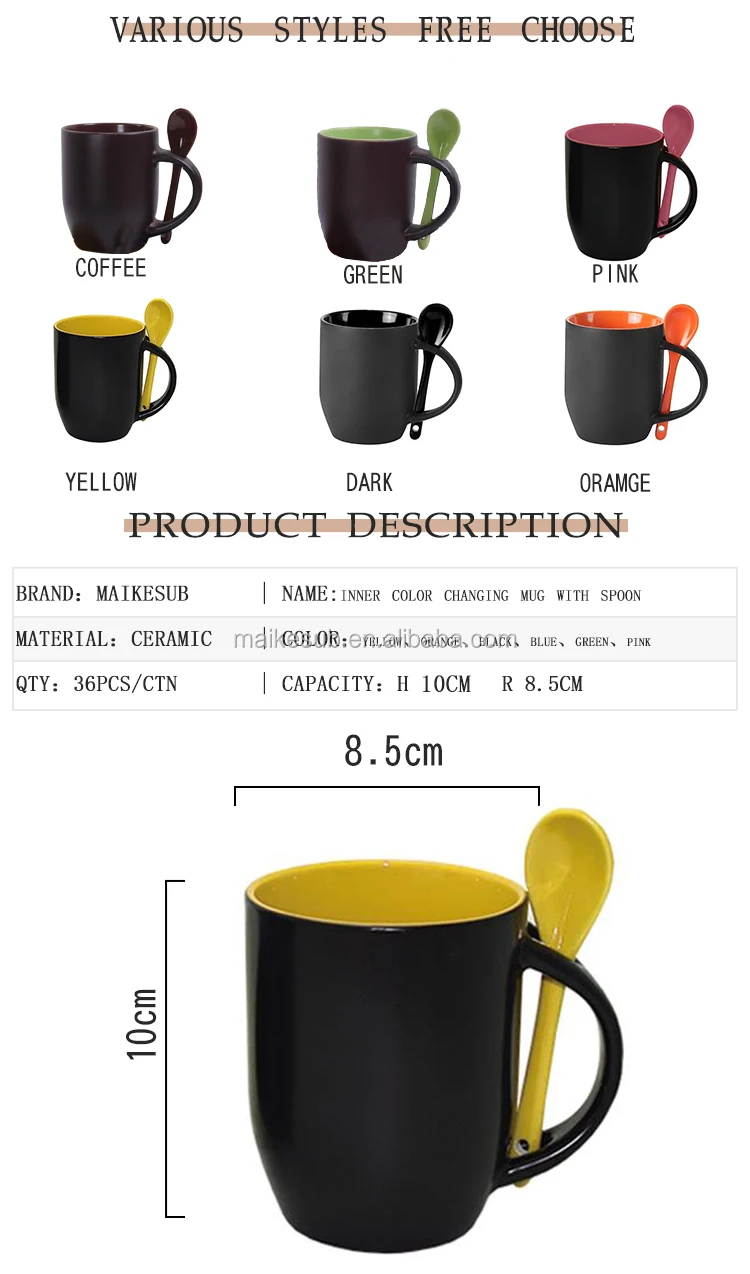 12oz Heat Transfer Ceramic Mug With Spoon Holder And Sublimation Color