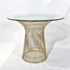 Luxury design home furniture Round Gld wire Glass dining coffee table
