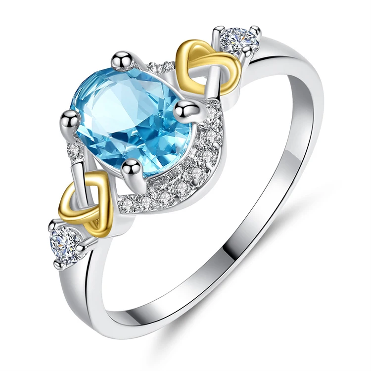 

Luxury Women Wedding Finger Rings Double Color Electroplated Copper Ring Female Zircon Rings Cute Hand Accessories (KRG031), As the picture