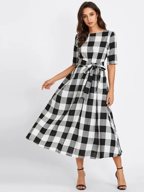 red gingham maxi dress